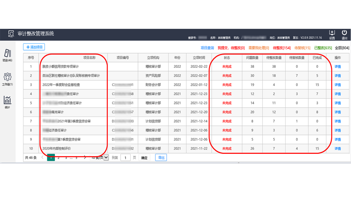 審計(jì)項(xiàng)目直觀展示項(xiàng)目信息